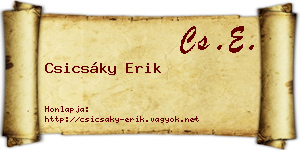 Csicsáky Erik névjegykártya